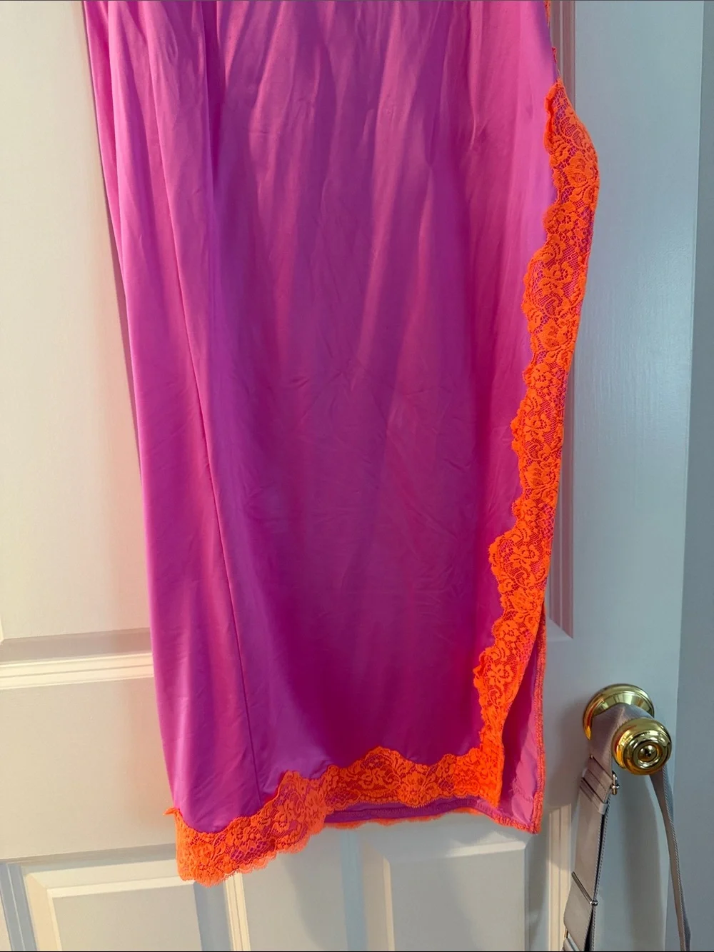 SKIMS Pink Swim Sarong with Orange Lace Trim